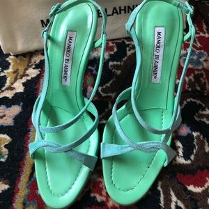 Manolo Blahnik green strappy sandals